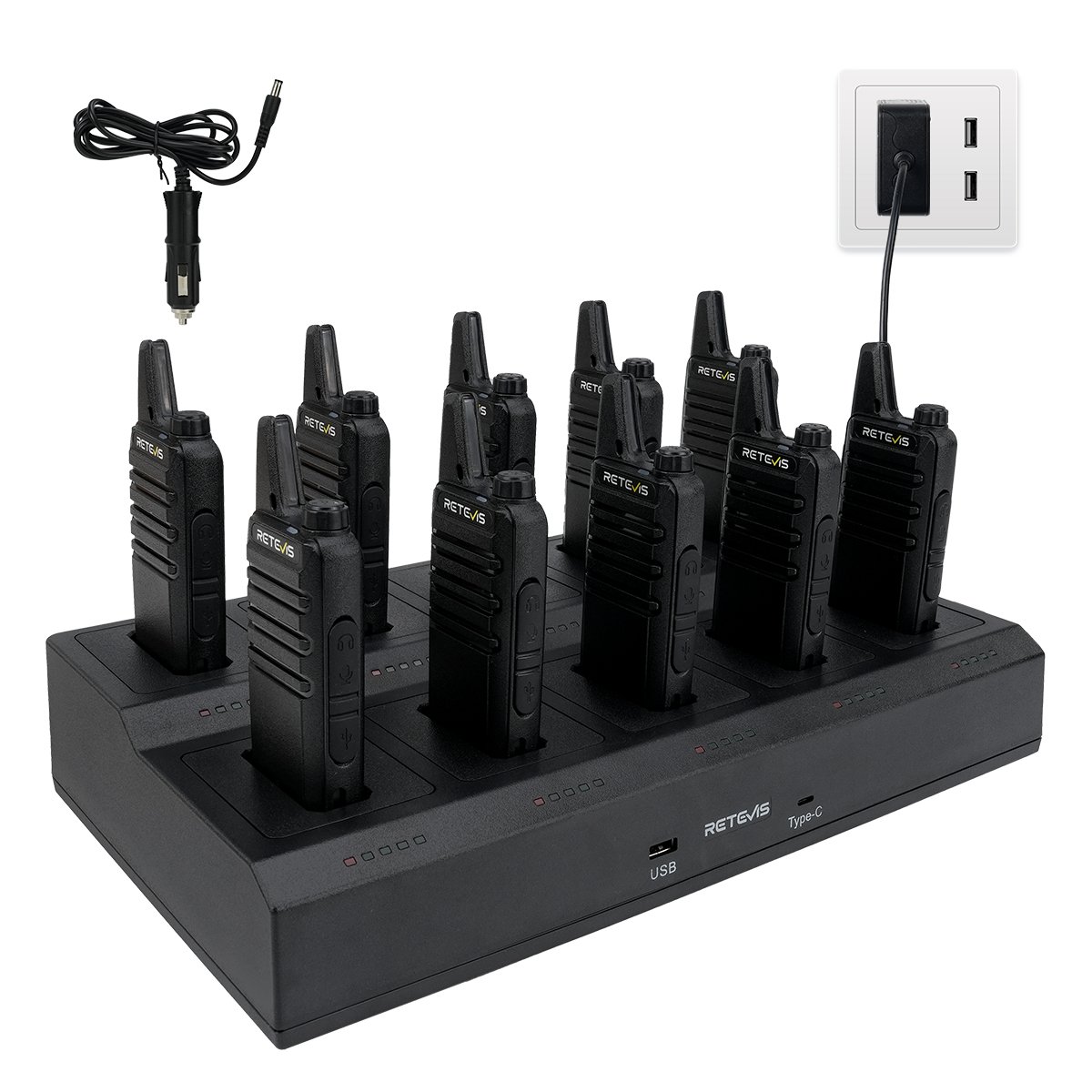 Retevis RT22 license free Small Mini Business Walkie Talkies wireless 2 way communication radios 10 pcs with 10-Way UL charger